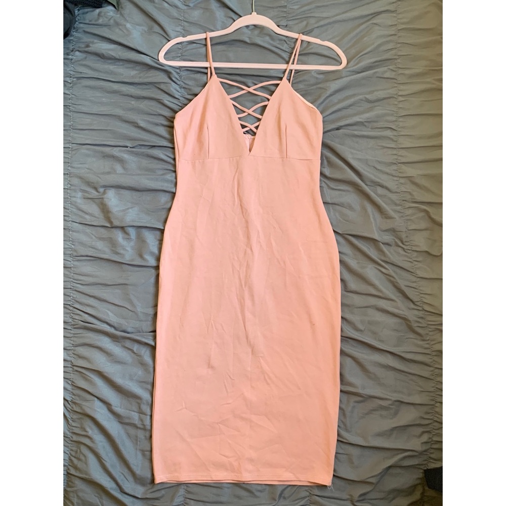 The Vintage Shop pink nude midi dress